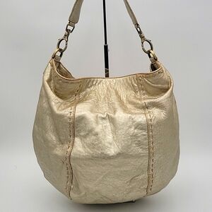 Metallic Gold Leather Hobo Bag